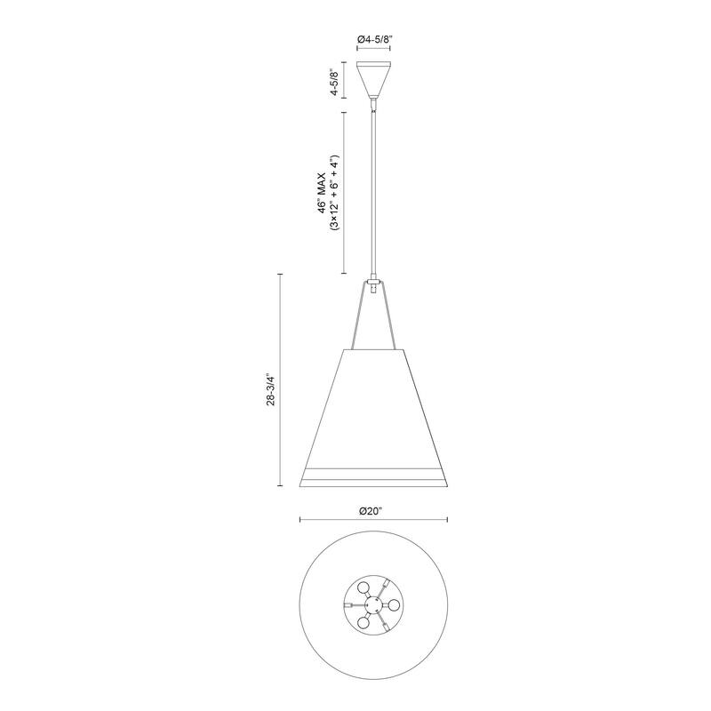 Alora Lighting PD342020 Brickell 3 Light 20" Wide Pendant