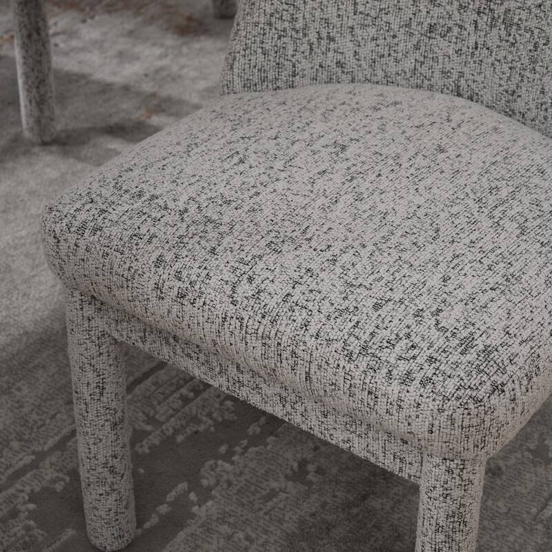 21.46" Wide Modern Minimalist Dining Chair Set Of 4, Chenille Upholstered, Rubberwood Legs, High Curved Backrest