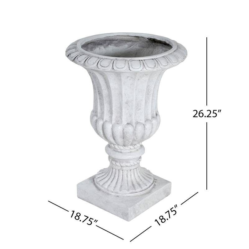 Classic Elegant Gray Urn Planter Pot for Patio Garden and Living Room