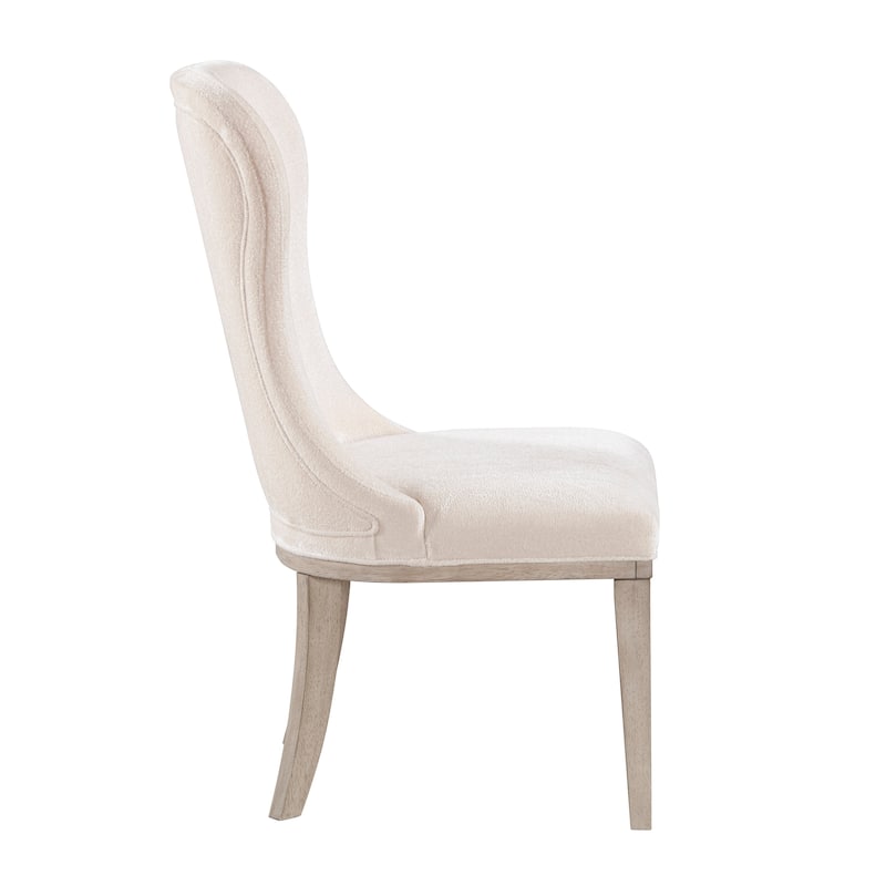 Classic Elegant Dining Chairs Foam Cushioned Seat Back Ivory Aesthetic Furniture