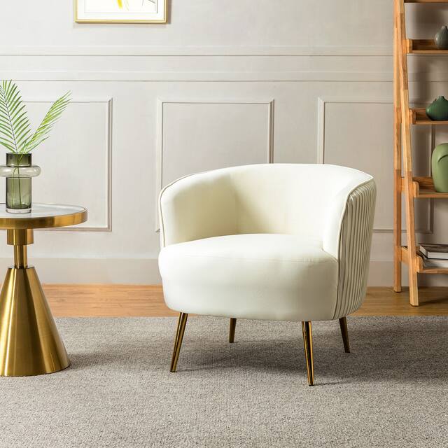 Sthenelus Barrel Chair with Ruched Design - IVORY