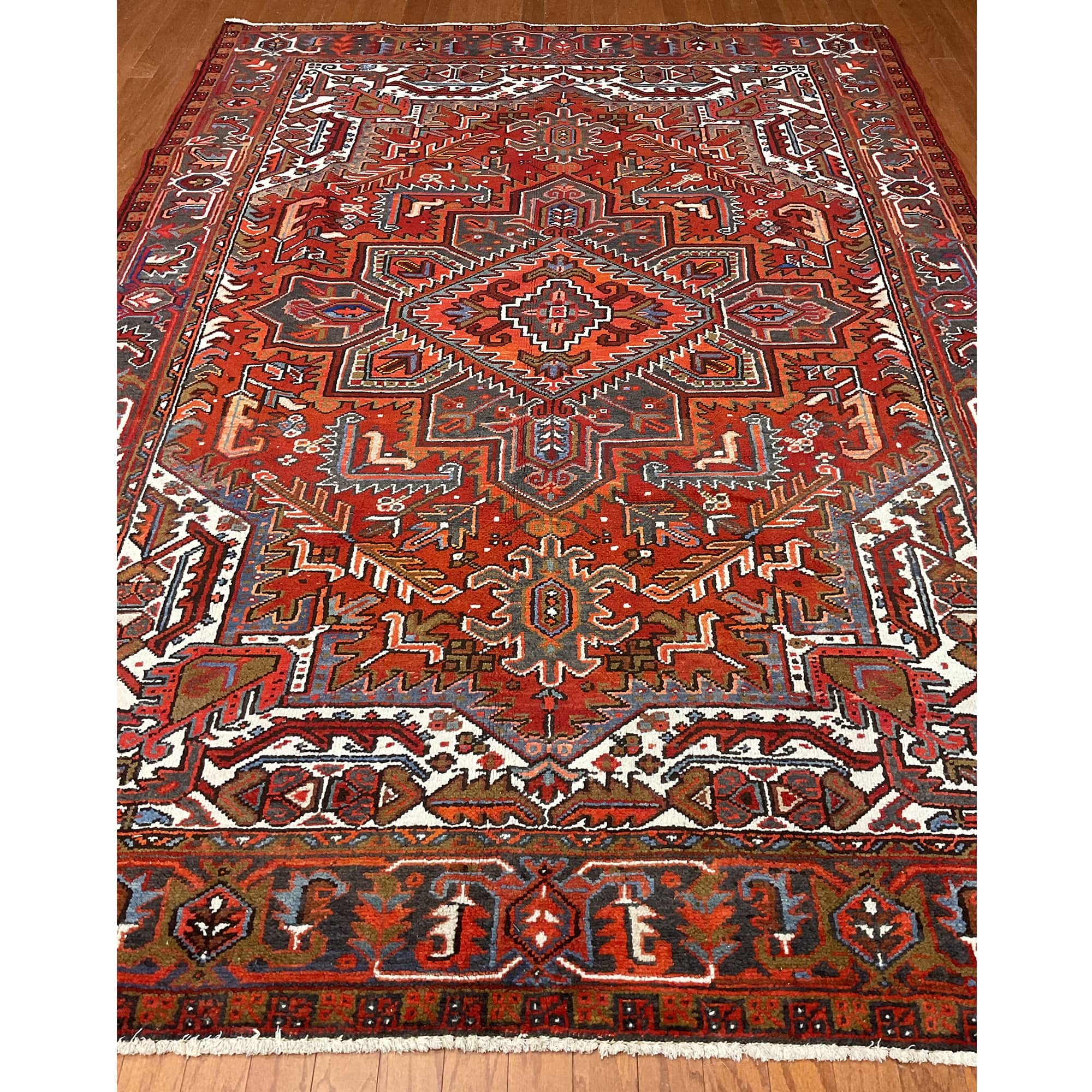 HERAT ORIENTAL Handmade Fine Persian Heriz Wool Rug - 6'10