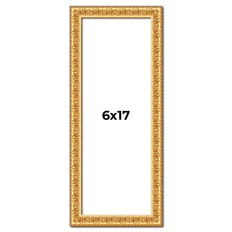 6x17 Frame Gold Real Wood Picture Frame Width 1 inches | Interior