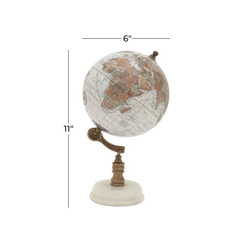 Marble Globe with Marble Base - Teal, White, Black - Roche River Decor