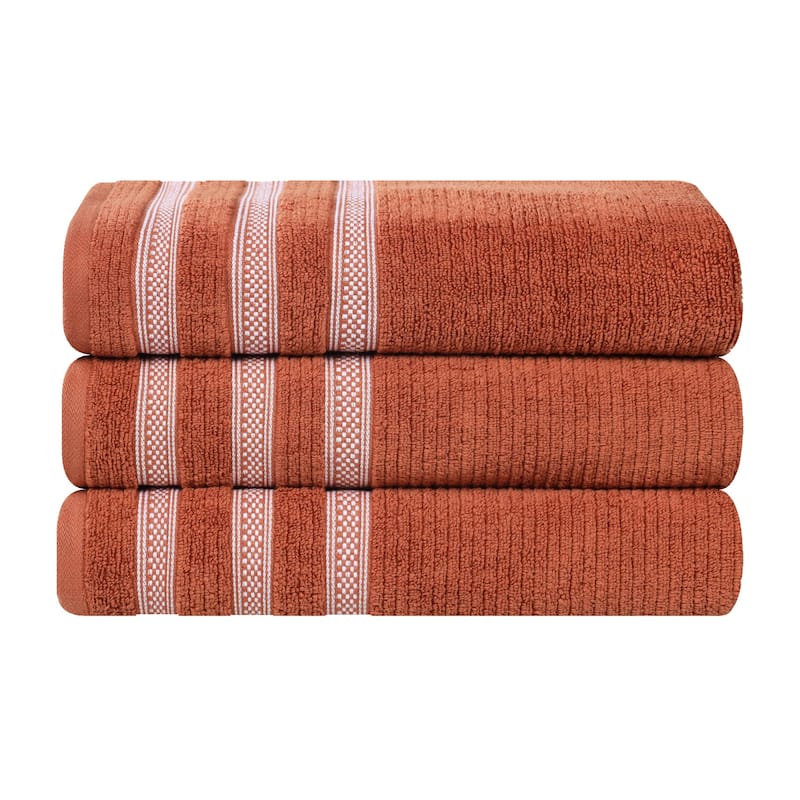 Superior Brea Zero Twist Cotton Ribbed Modern Bath Towel Set of 3