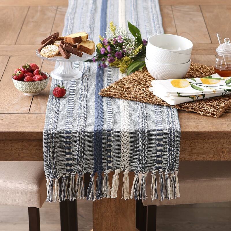 DII Black Braided Stripe Table Runner