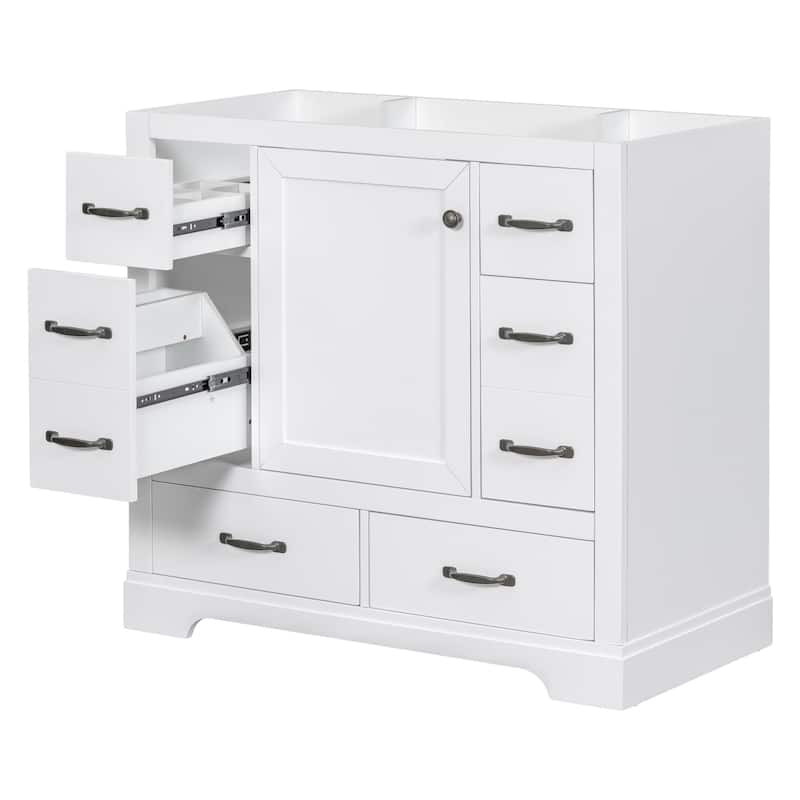 36"Bathroom Vanity without Sink,Cabinet Base Only,Six Drawers,Multi-Functional Drawer Divider,Adjustable Shelf