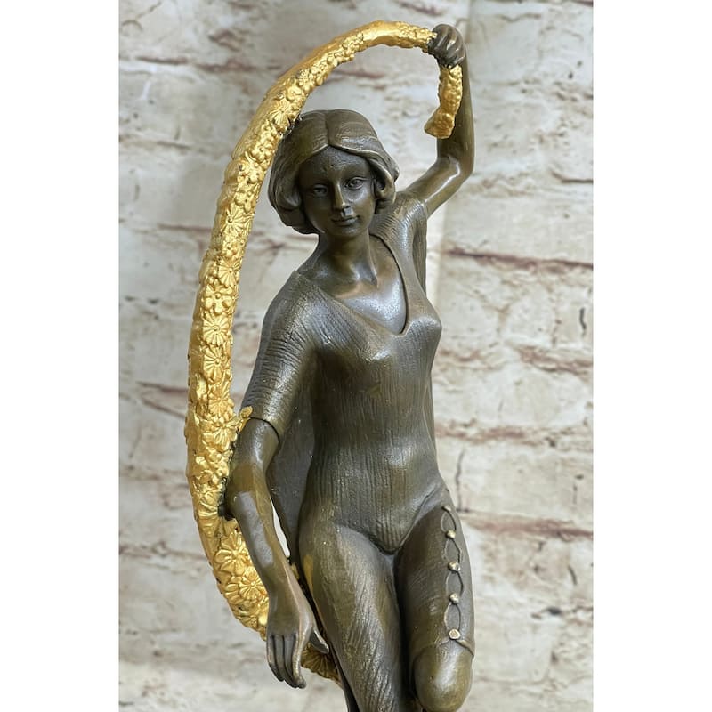 Scarf Dancer Pure Bronze Art Deco Dancer Signed Guirande Hot Cast Figurine Gilt