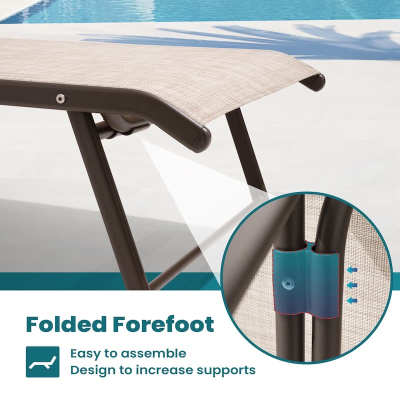 Pellebant Outdoor Lounge Chair Aluminum Adjustable Backrest with side table