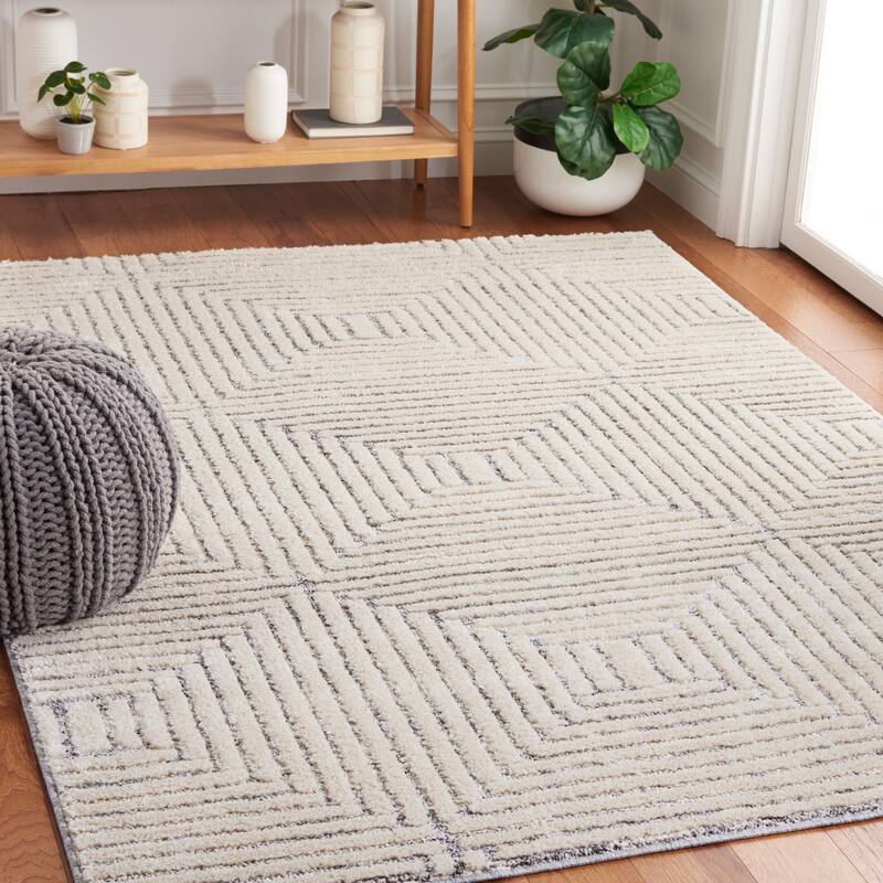 Martha Stewart Lucia Shag Airete Contemporary Rug - 4' x 6' - Ivory/Grey