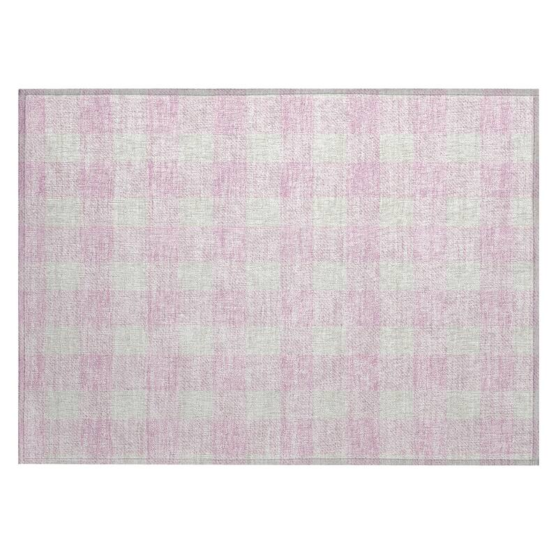 Machine Washable Indoor/ Outdoor Chantille Plaid Rug
