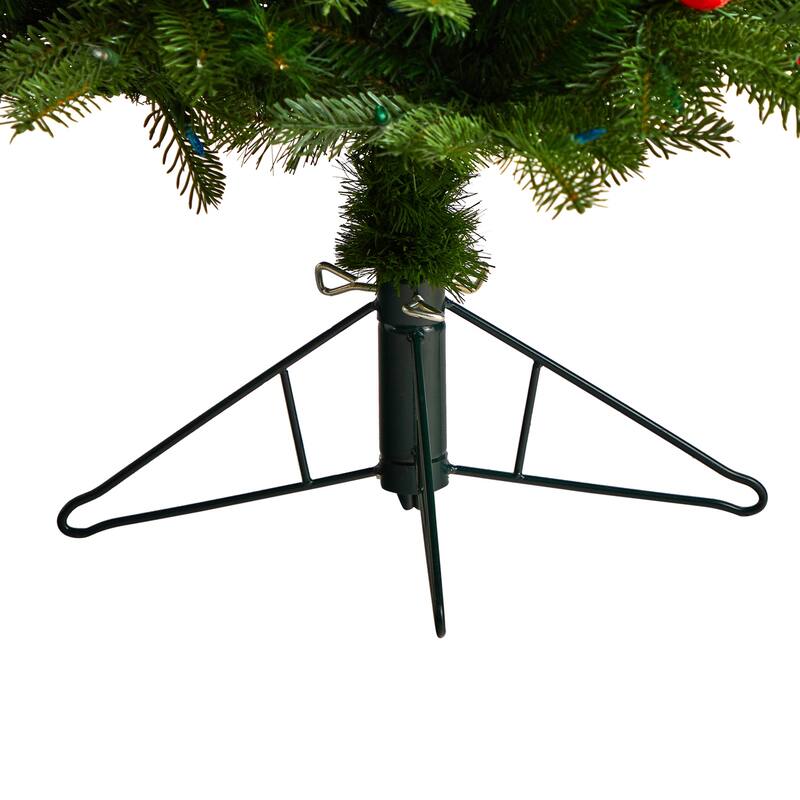 5ft. Fir Artificial Christmas Tree with 300 Multi Color LED Lights, 30 Globe Bulbs & 574 Branches - Festive Holiday X-Mas Tree