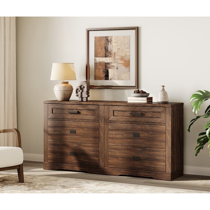 Large Nightstand for Bedroom,Farmhouse Bedside Table with Wide Drawers
