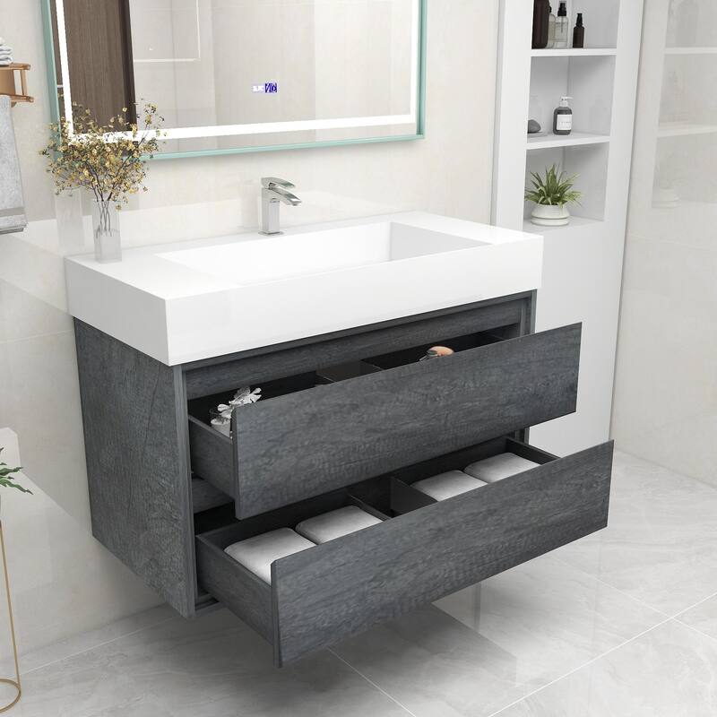 Victoria 42" Wall Mounted Modern Vanity with Acrylic Sink