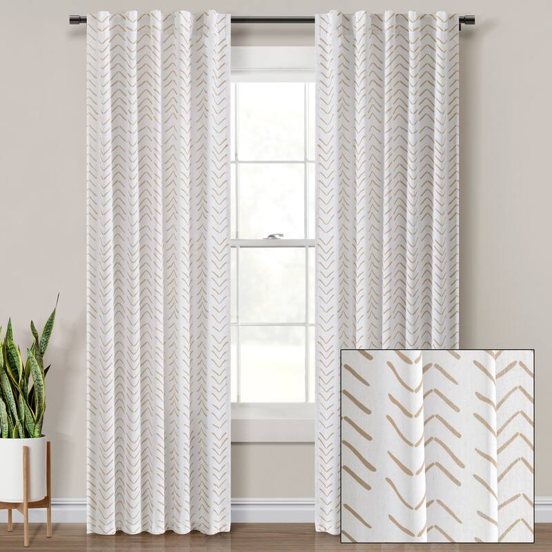 Lush Decor Hygge Modern Arrow Linen Look Window Curtain Panels Set