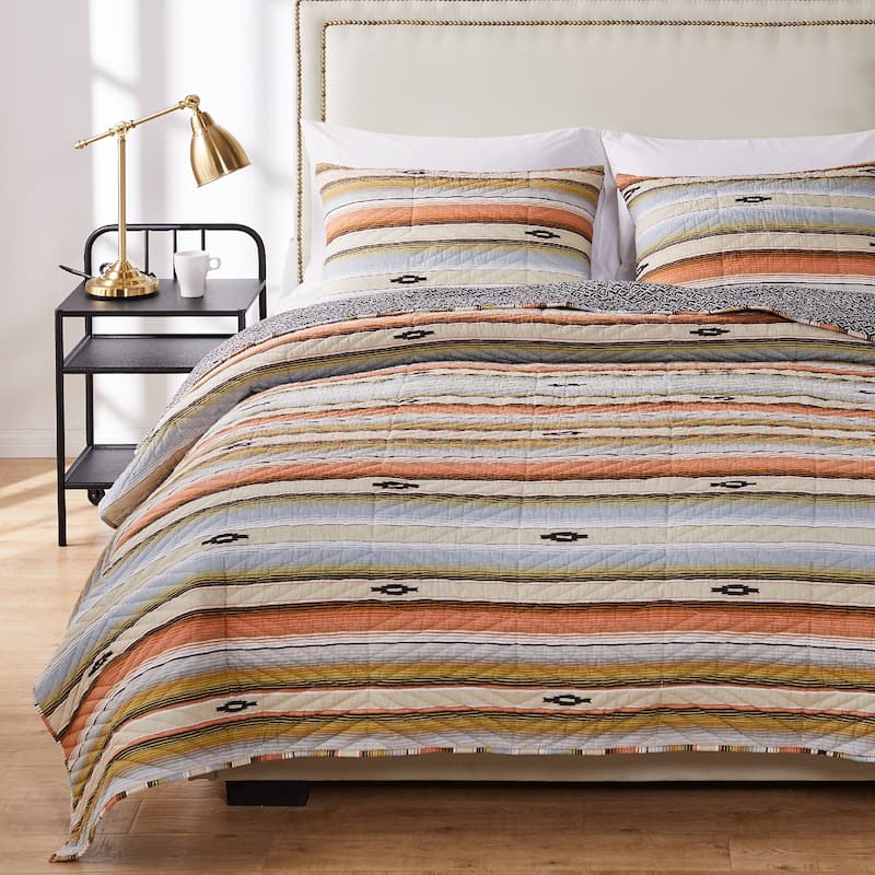 Barefoot Bungalow Painted Desert Quilt and Pillow Sham Set - Clay - Oversized Queen