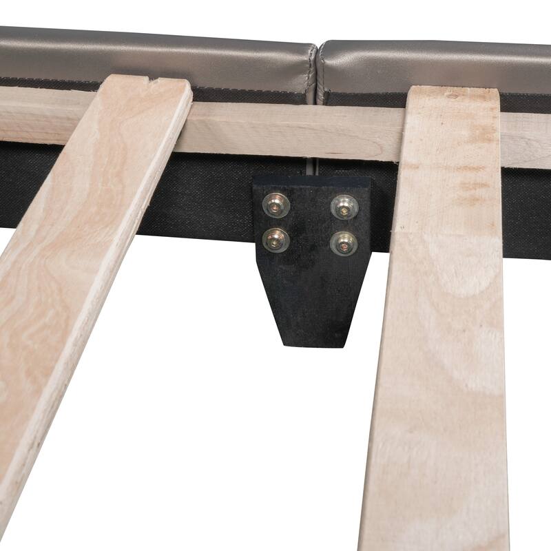 Full Size Upholstered PU Leather Platform Bed with Rabbit Decor, Gray