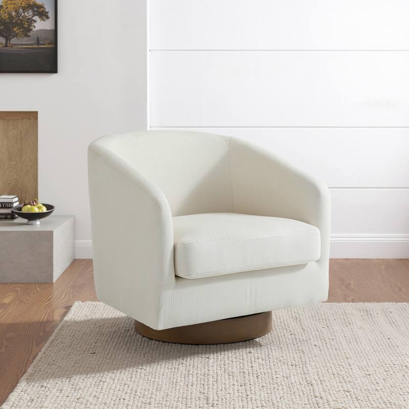 Modern 360°Swivel Barrel Chair - Beige/Linen
