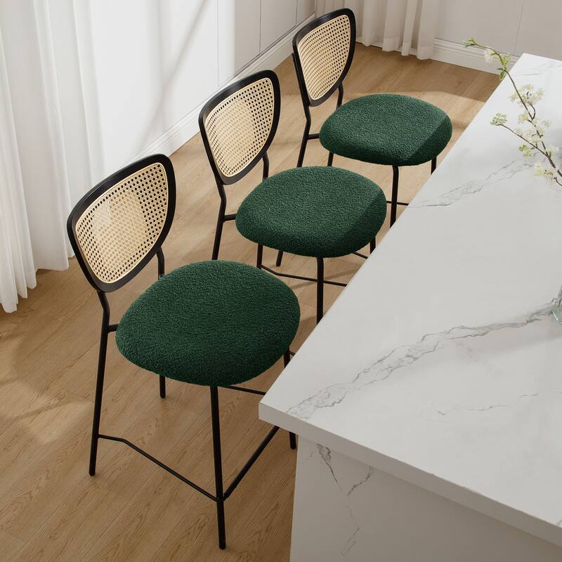 26" Rattan Counter Height Bar Stools Set of 2/3/4 - 37.8"H x 17.7"W x 21.7"D