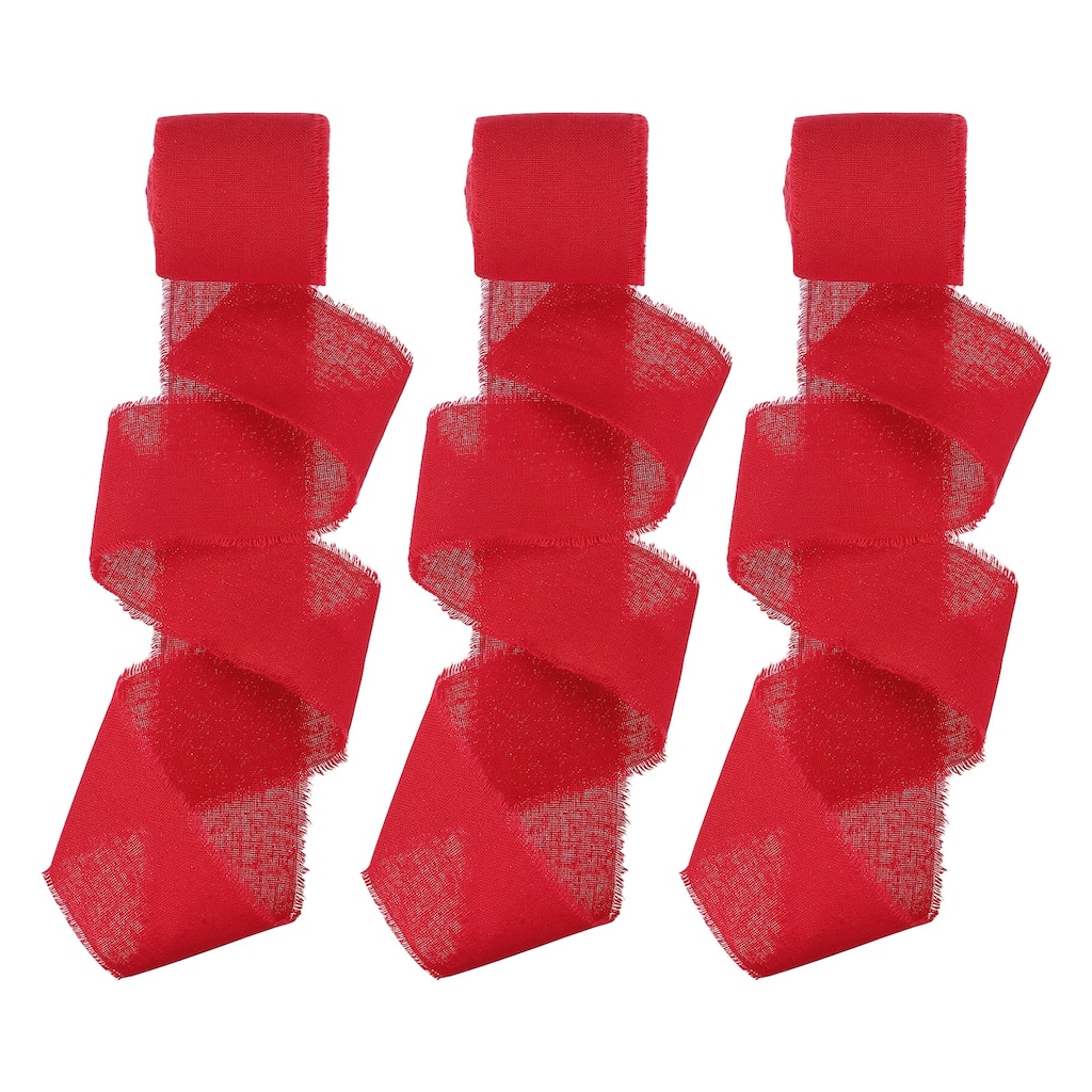 1-1/2"x15 Yd Handmade Fringe Cotton Ribbon Frayed Ribbons 3 Roll - 5Yd