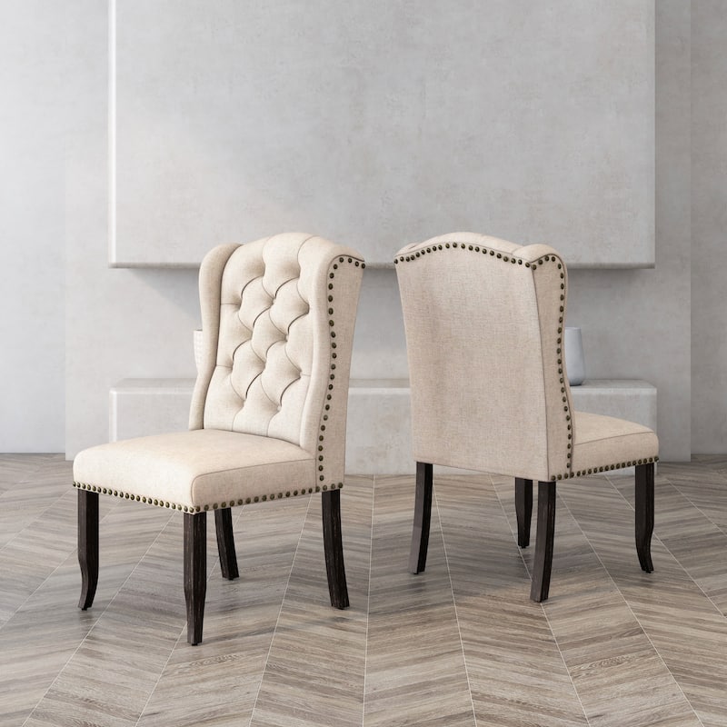 DH LUX Traditional Button-Tufted Set of 2 Dining Chairs by Denhour