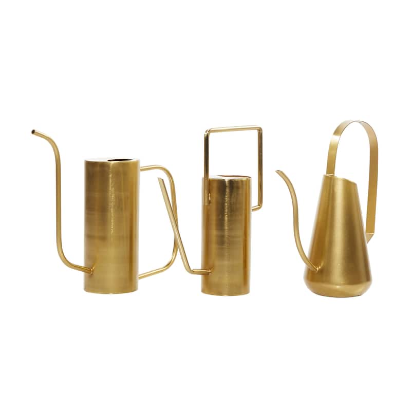 Metal Watering Can Indoor Outdoor Planter - Set of 3 Gold - Roche River Decor - Gold