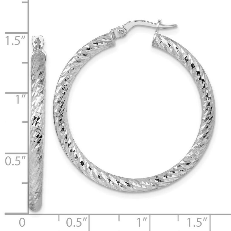 Curata 14k White Gold Twisted Hoop Earrings - 36.7x34.8mm