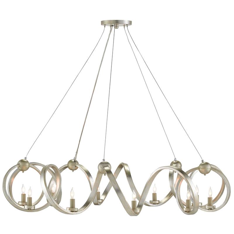 Currey & Company Ringmaster Silver Chandelier - 10.25"h x 46"dia - 10.25"h x 46"dia - Contemporary Silver Leaf