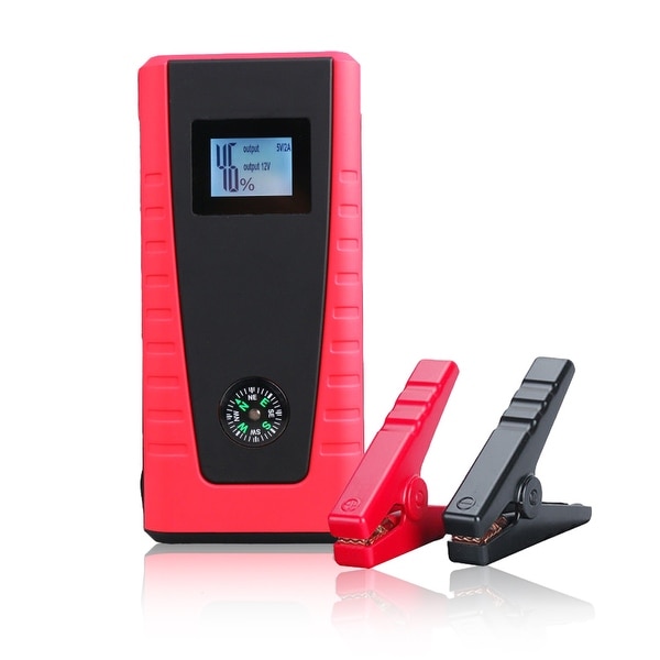Indigi® 12000mAh Heavy Duty 12V Portable Emergency Car Jump Starter Power Bank w/ USB Outlets - black | red