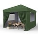 preview thumbnail 1 of 3, Outdoor 4-Sidewall 10x10 Pop Up Canopy Tent for Picnics, Camping Green