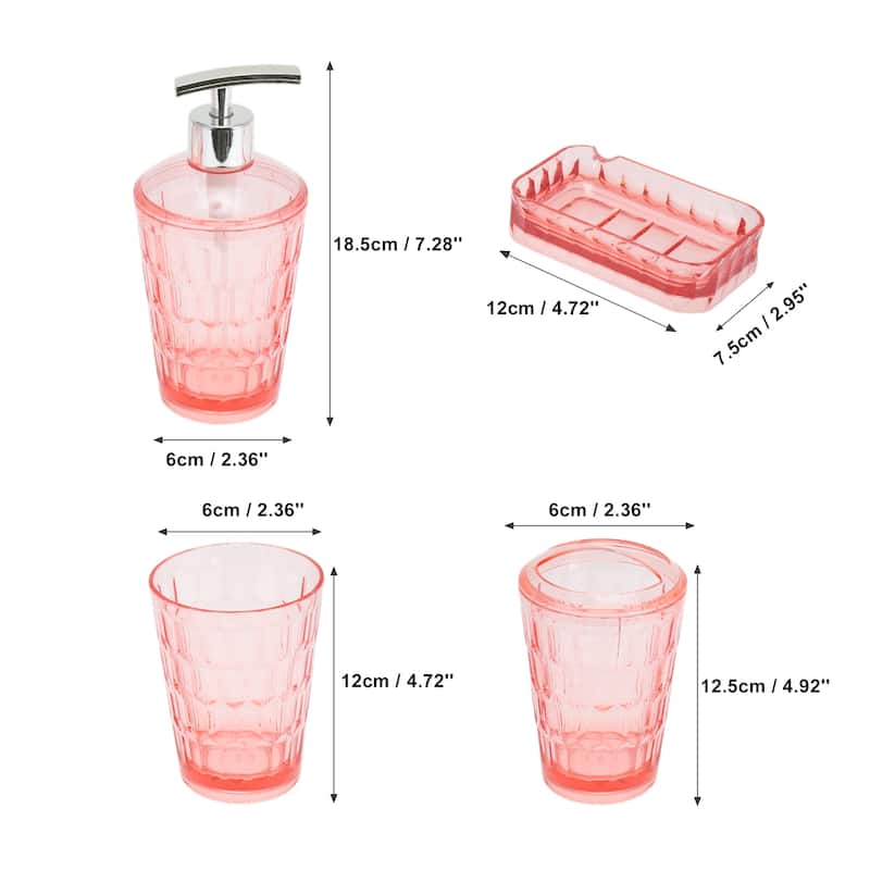 1 Set Transparent Bathroom Accessories Set for Bathroom Vanities - Pink