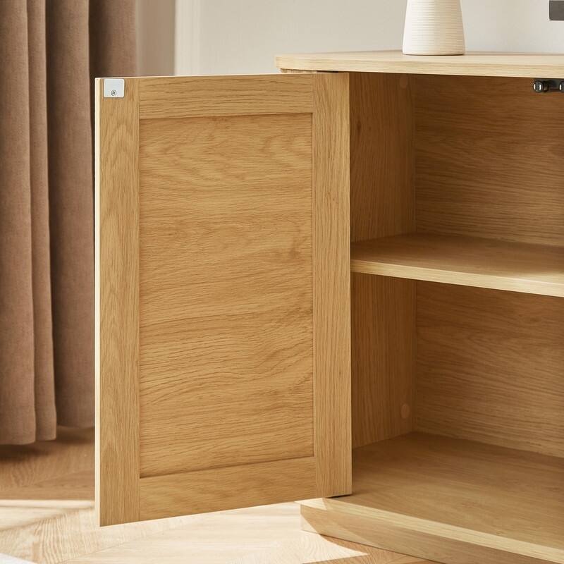 Sideboard Storage Cabinet TV Stand with wave pattern Buffet Cabinet Wooden Vertical Striped Cabinet