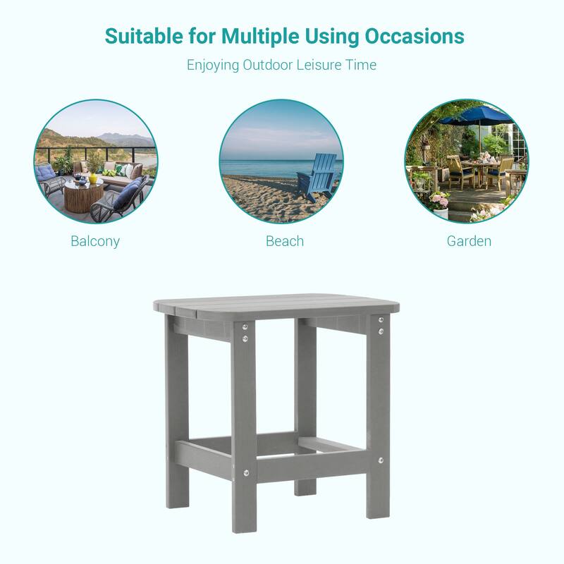 BONOSUKI Outdoor Rectangular All Weather Adirondack Side Table