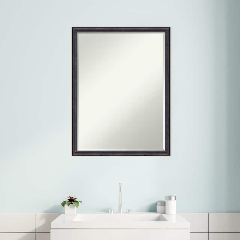 Petite Bevel Wood Bathroom Wall Mirror - Dark Bronze Scoop Frame - Dark Bronze Scoop - 20 x 26 in