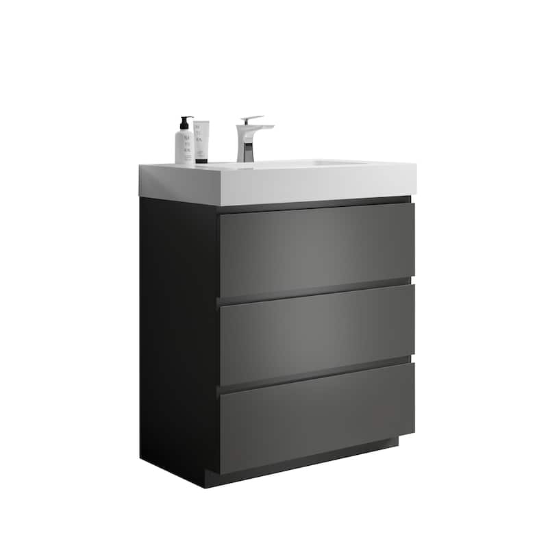 Modern Freestanding Bathroom Vanity with Sink Basin without Drain and Faucet
