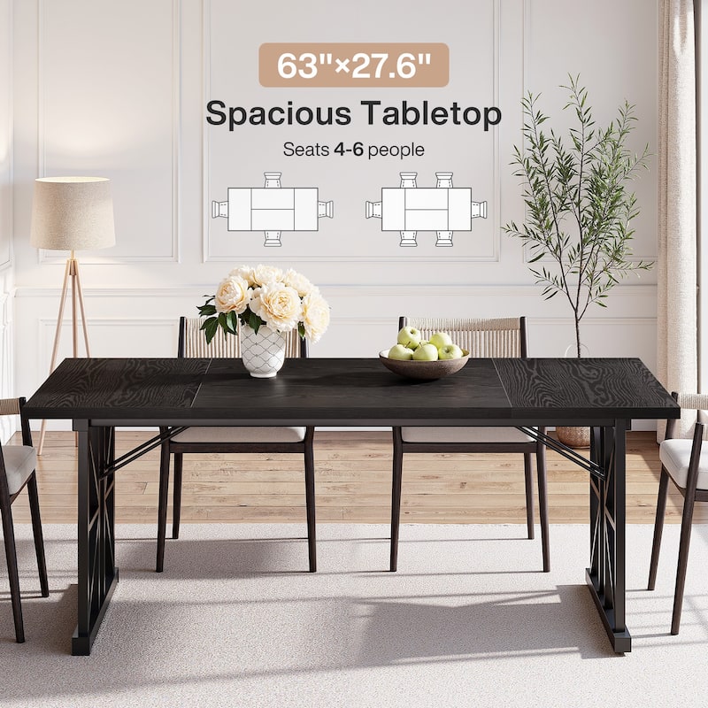 63-Inch Wooden Rectangle Kitchen Table