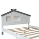 preview thumbnail 45 of 43, House-shaped Wood Platform Bed with Motion Activated Night Lights
