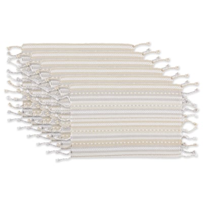 DII Natural Tonal Stripe With Fringe Placemat (Set of 6)