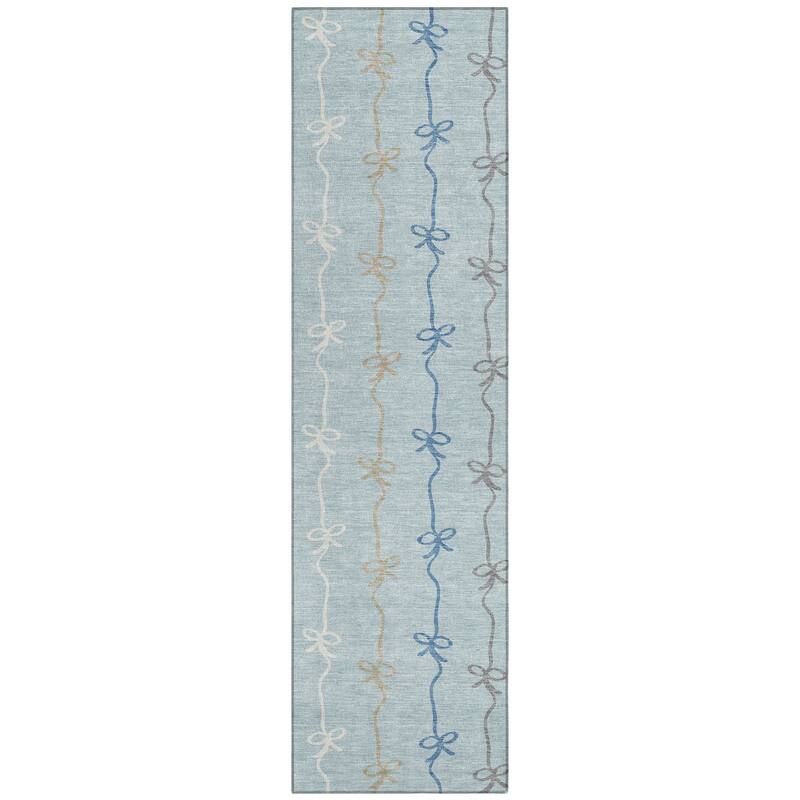 Machine Washable Indoor/ Outdoor Modern Bow Stripe Chantille Rug