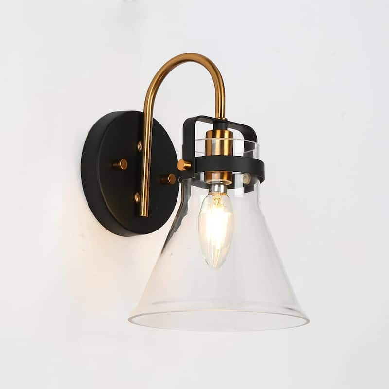 Mutch Rustic Farmhouse 1-light Wall Sconce Glass LED Dimmable Bathroom Vanity Light Kitchen Sink