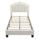 preview thumbnail 36 of 53, Twin/Full Size Upholstered Bed Frame, Flower-Shape Headboard with LED Light Strip, Sherpa Fabric Platform Bed