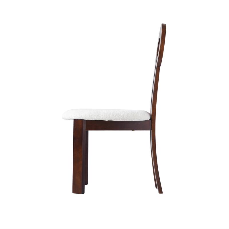 Vintage Rubber Solid Wood Dining Chair, Sheep Plush Dining Chair, Armless Dining Chair(Set Of 2)