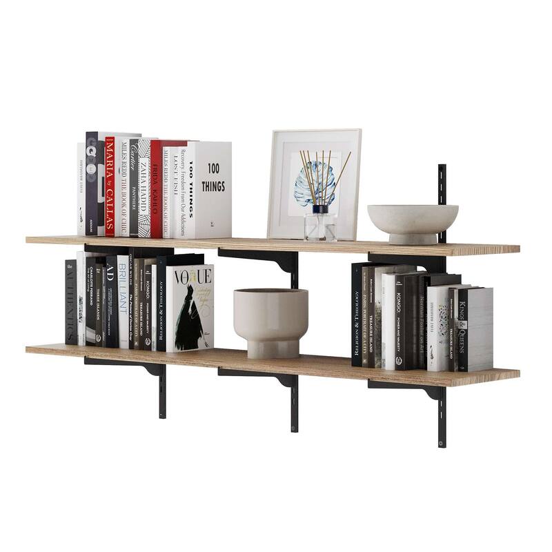 Wallniture Turin 48" Wall Mounted Shelves with Adjustable Brackets, Floating, Farmhouse & Boho Decor 2,3 or 4 Tier Options