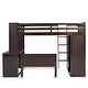 preview thumbnail 25 of 43, Twin Over Twin Size Bunk Bed Wooden Loft Bed with Wardrobe, Desk, Shelves, Safety Guardrail and Ladder