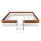 preview thumbnail 32 of 36, Brown White Sofa Bed Two-color Daybed Toddler Floor Bed with Fence and Stairs Grounded Wood Slat Support Frame Upholstered Bed