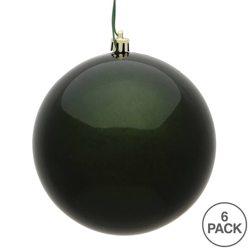 Vickerman 4" Moss Green Candy Ball Ornament, 6 per Bag