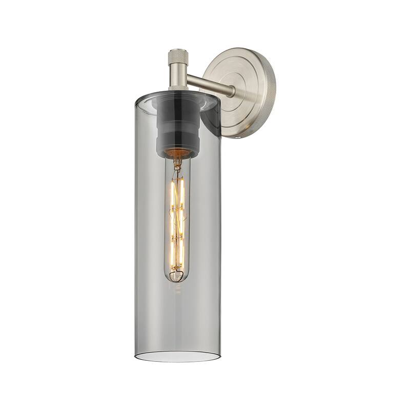 Innovations Lighting Crown Point - 1 Light 12" Wall-Mounted Sconce - Satin Nickel/Light Smoke
