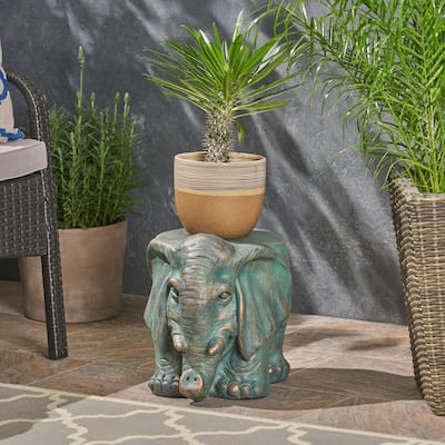 Godwin Light weight Concrete Elephant Garden Stool by Christopher Knight Home
