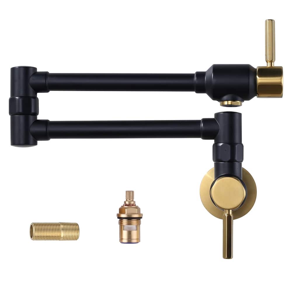 WOWOW Wall Mounted Pot Filler Faucet with Double Joint Swing Arms