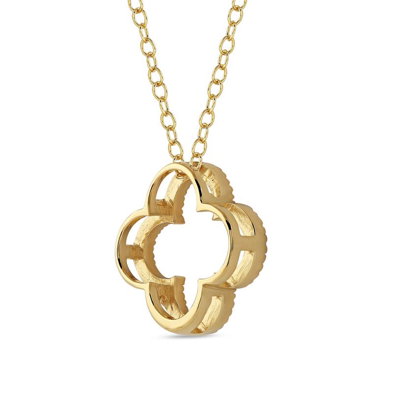 1/6ct - 1ct TDW Diamond 14K Gold Open Clover Pendant Necklace for Women